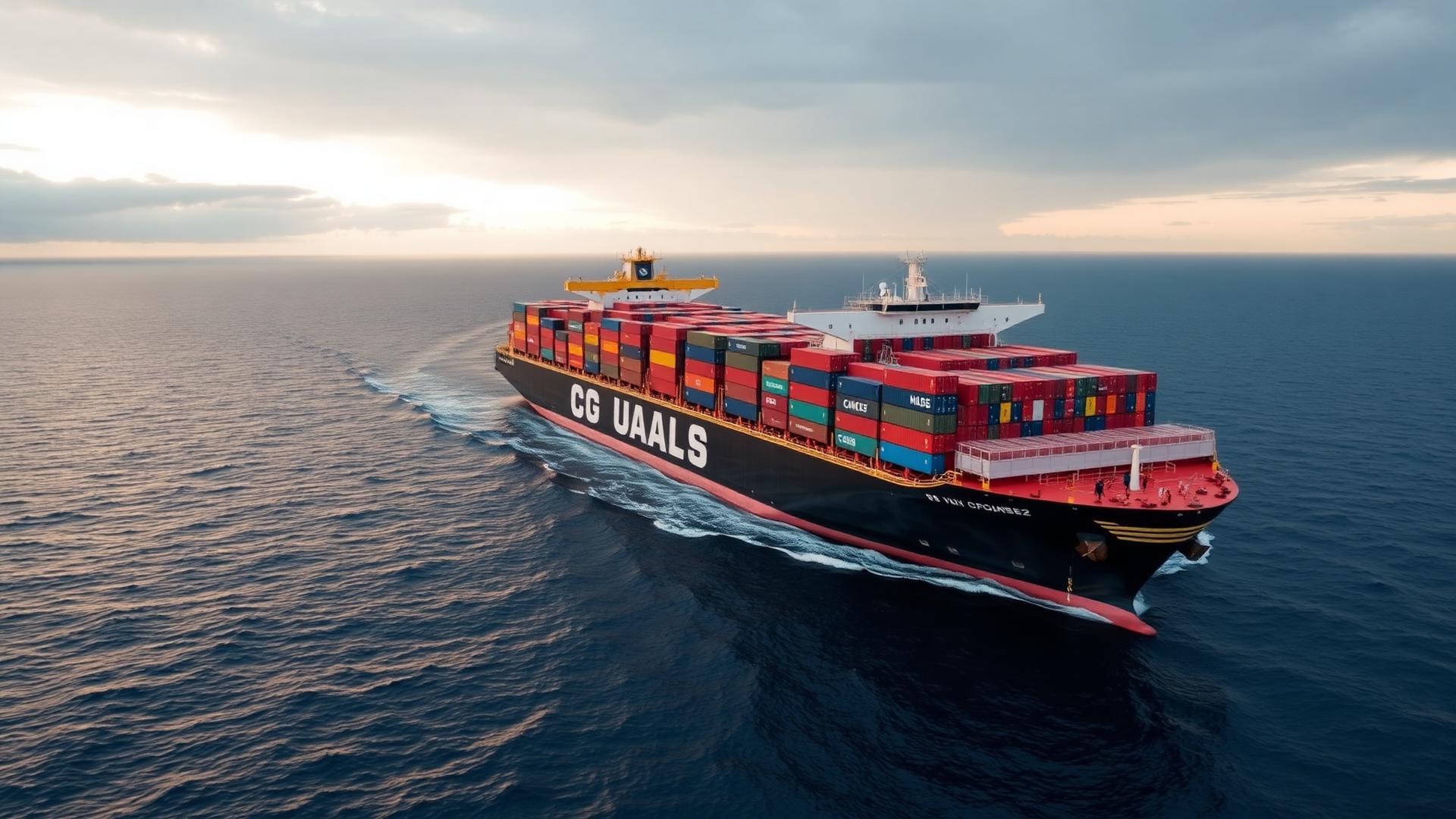 Cargo container ship at sea